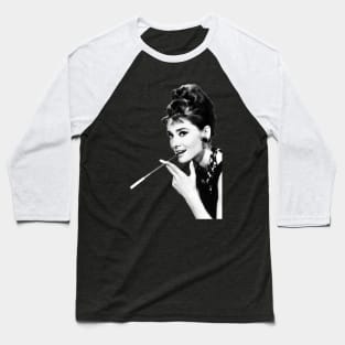 Audrey Hepburn Smokes Baseball T-Shirt